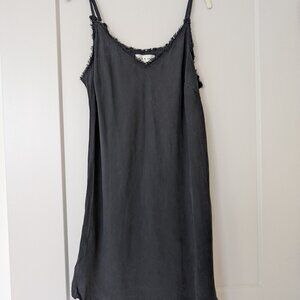 Cloth & Stone Frayed Edge Black Slip Dress Size L
